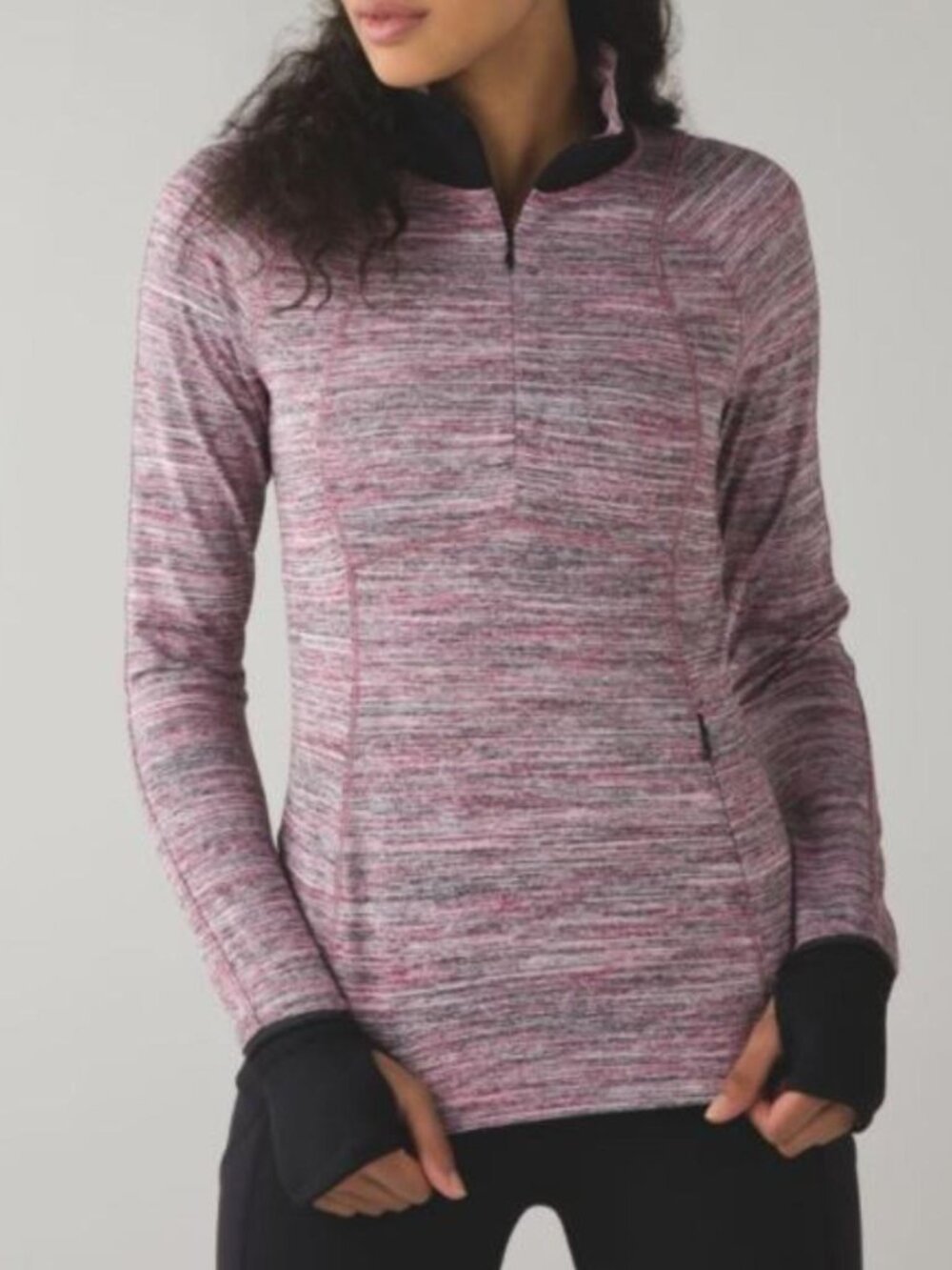 Lululemon Runderful 1/2 Zip Space Dye Camo Berry Rumble Multi / Black, size 4